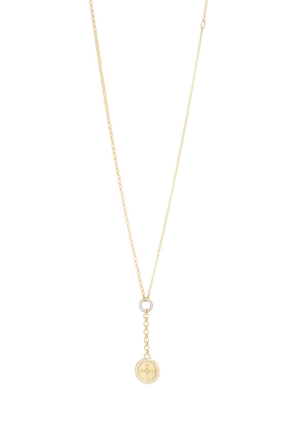 Foundrae 18k Yellow Gold Pave Diamond Compass Necklace