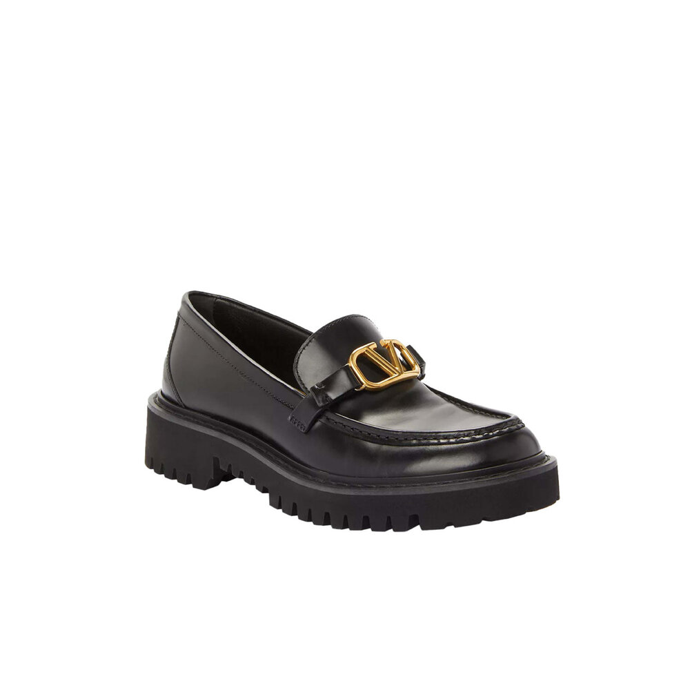 【関税込み】Valentino Garavani ブラック VLogo ローファー Vロゴ シグネチャー バッファロー ローファー for メンズ インチ