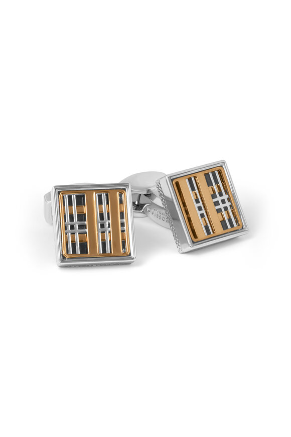 Tateossian Prince Of Wales Tweed Enamel Cufflinks