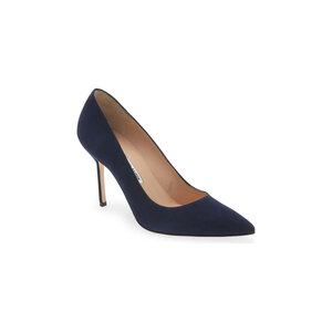MANOLO BLAHNIK ネイビー スエード ミュール36ハーフ(HI:)様 Manolo Blahnik - BB Suede 70 Pump in Navy | Mitchell Stores