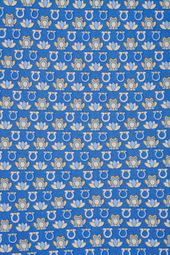 Ferragamo Light Blue Front Print Silk Necktie - view 2