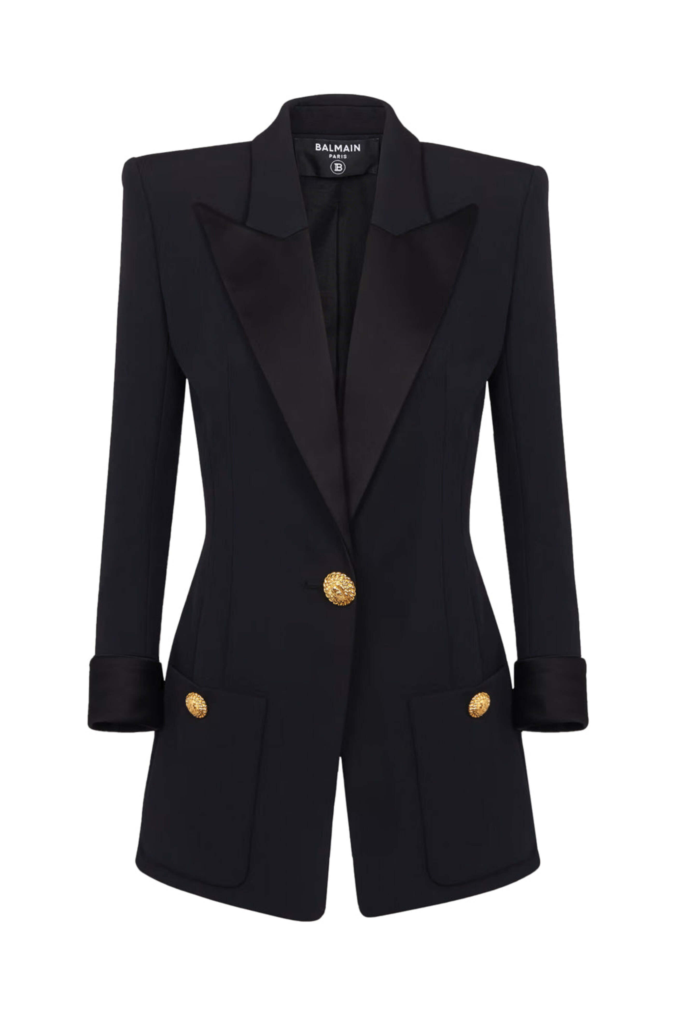 ジャケット BALMAIN Logo button double-breasted blazer Black Balmain Leather Double-Breasted Blazer | Saks Fifth Avenue