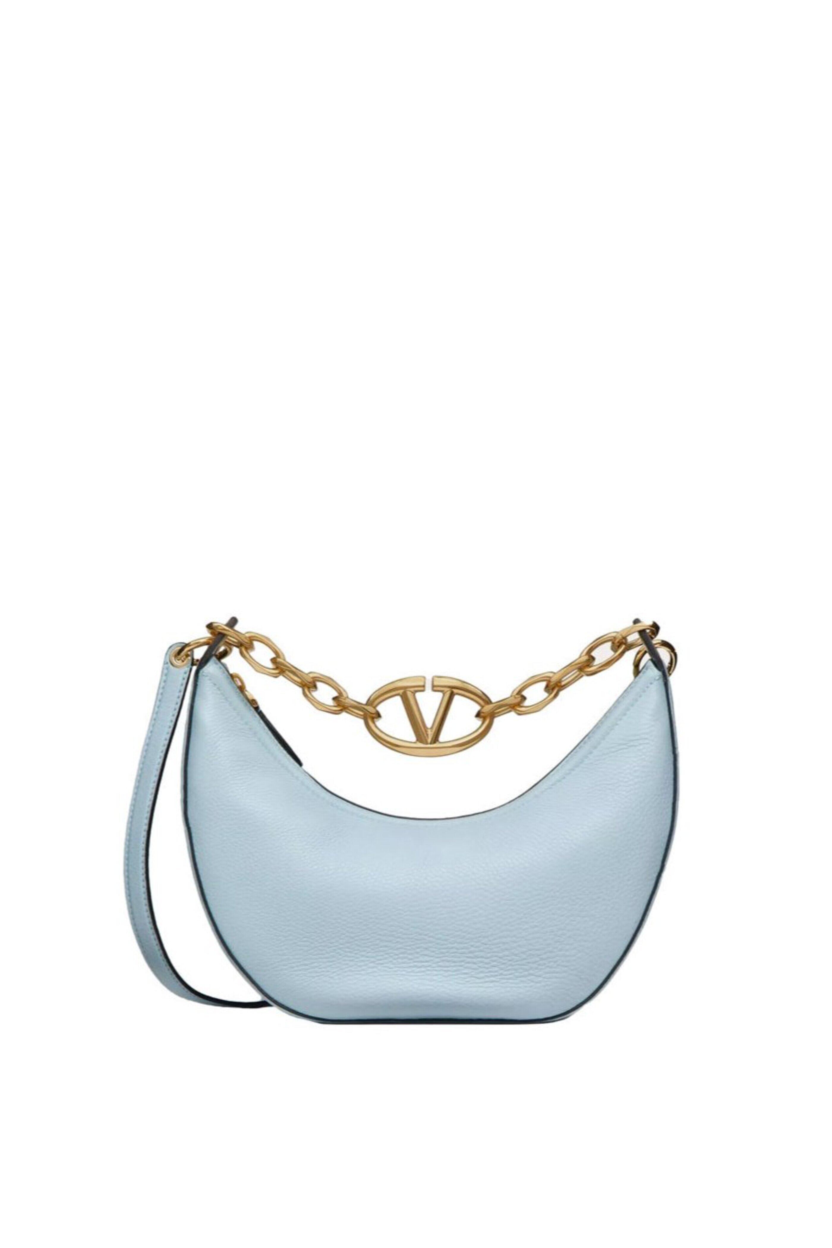 Valentino Garavani - Small Moon VLogo Hobo Bag in Blue Porcel