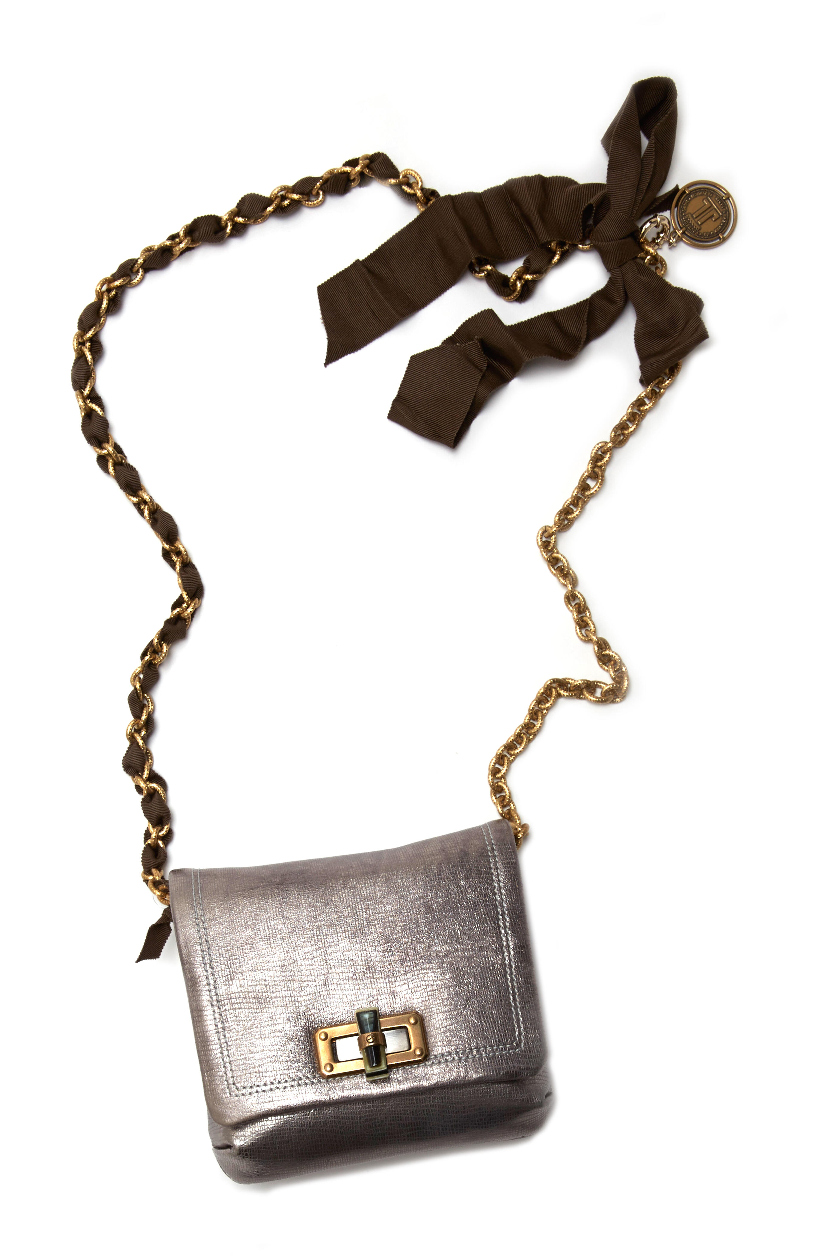 Lanvin - Happy Edgy Gunmetal Leather Crossbody Handbag