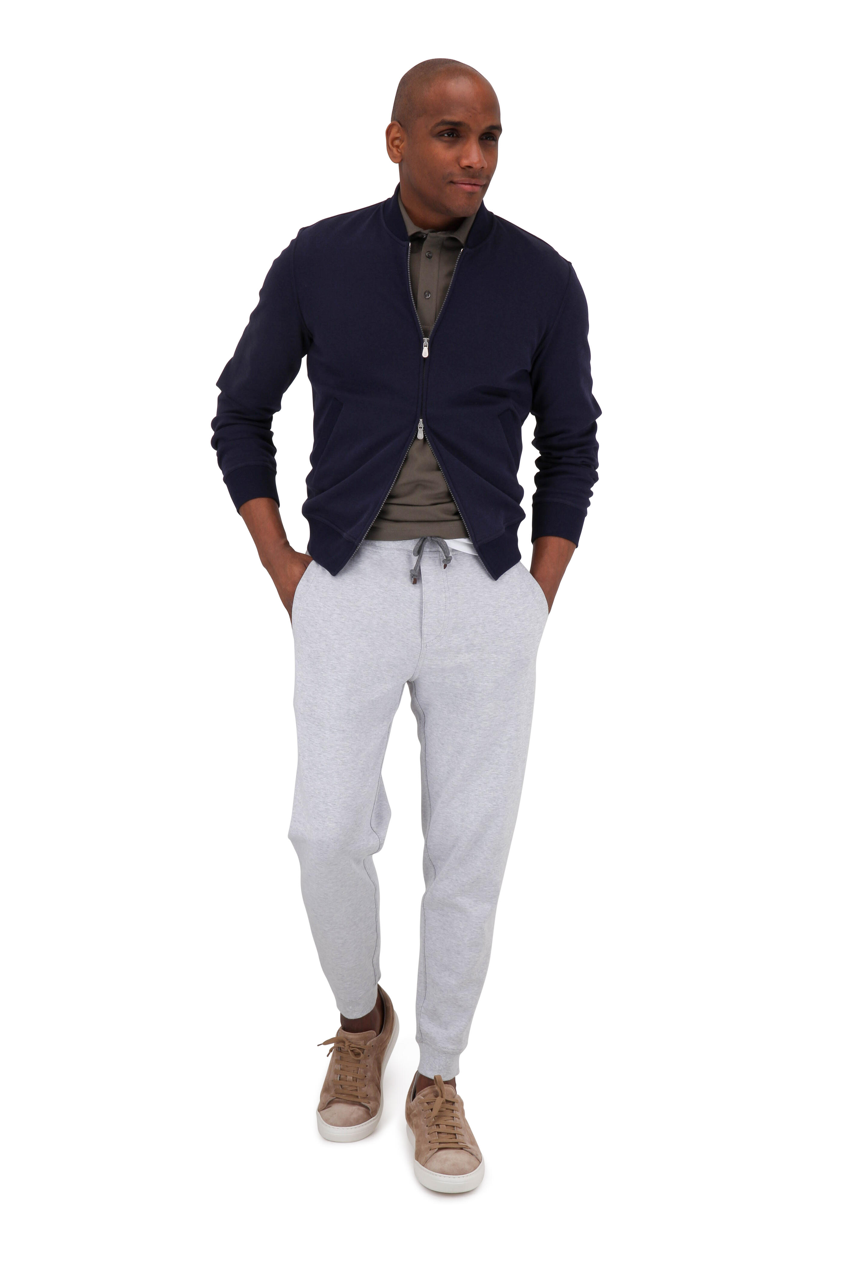 Brunello Cucinelli - Dark Blue Cotton & Nylon Varsity Jacket