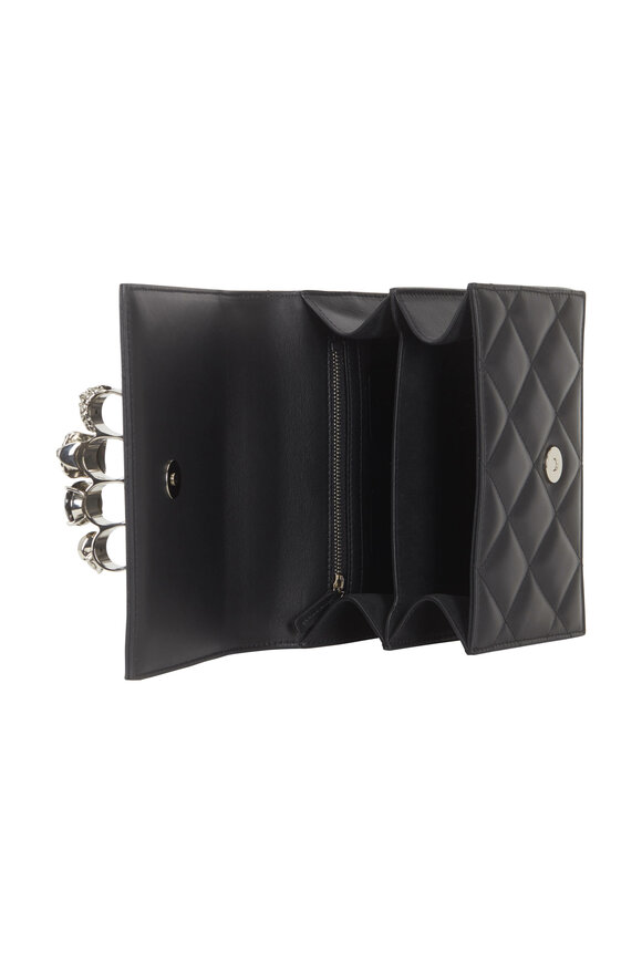 McQueen - Black Quilted Leather Jeweled Knuckle Shoulder Bag