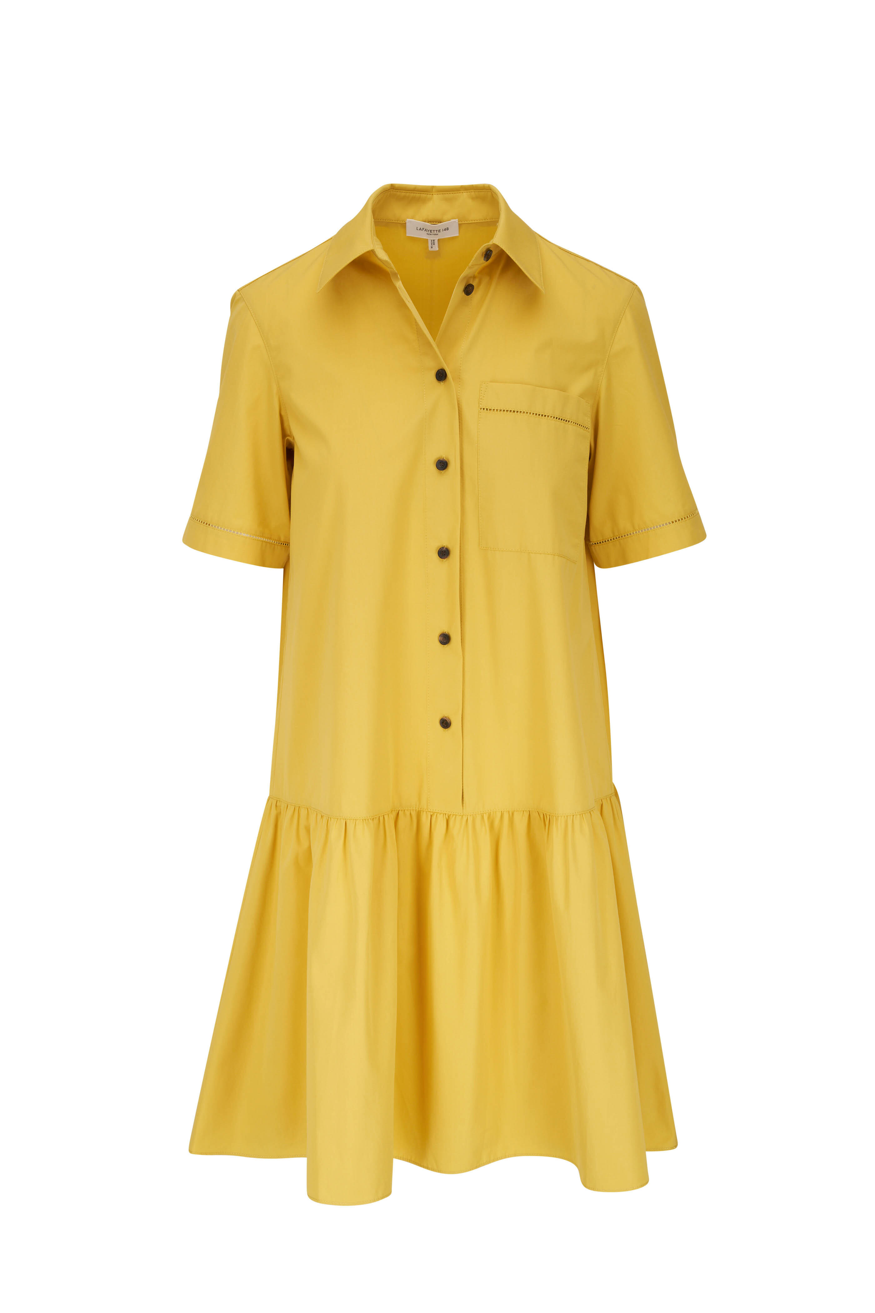 Lafayette 148 New York - Troy Bright Citrine Short Sleeve Peplum Dress