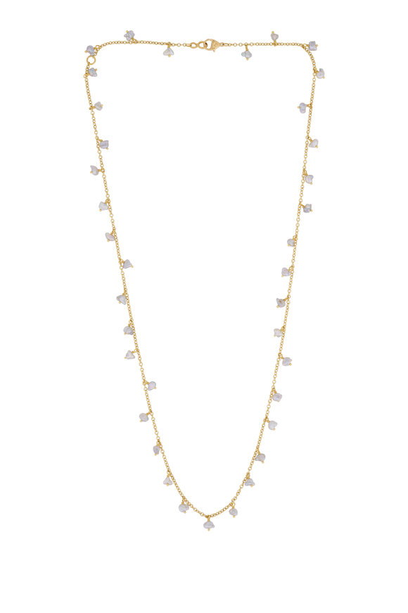 Caroline Ellen - Yellow Gold Tahitian Pearl Station Necklace