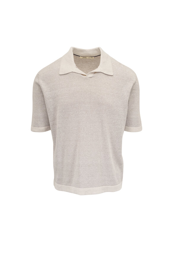 Maurizio Baldassari Beige & Light Gray Johnny Collar Polo