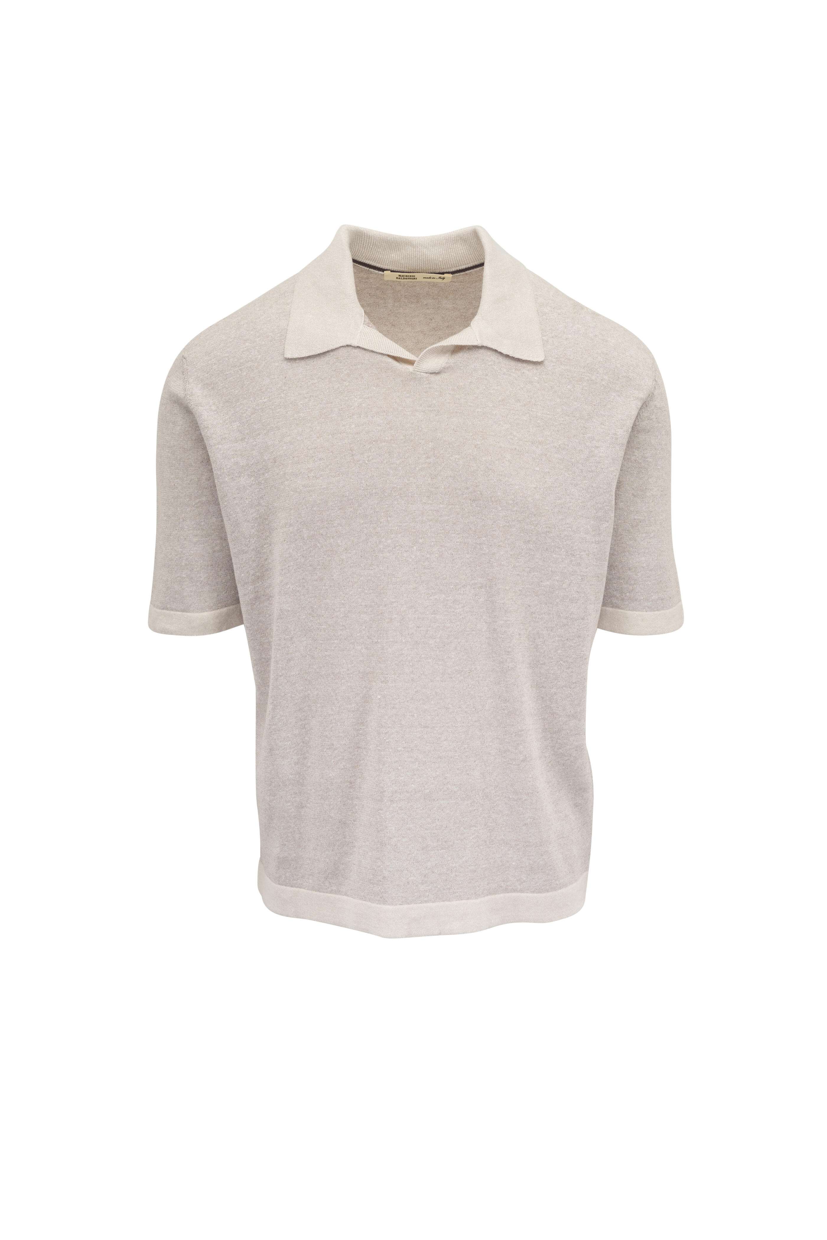 Maurizio Baldassari - Beige & Light Gray Johnny Collar Polo