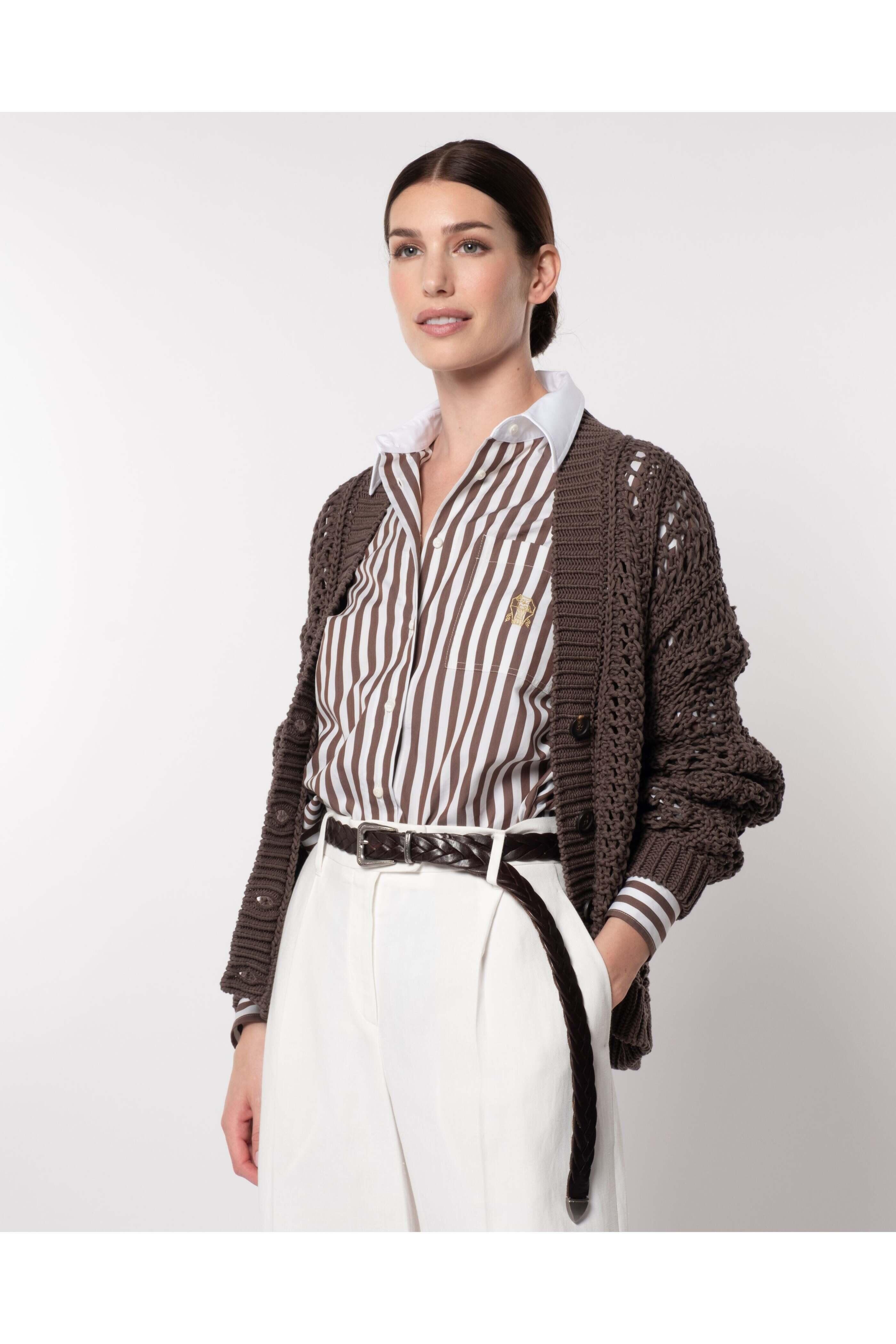 Brunello Cucinelli - Chocolate Knit V Neck Cardigan