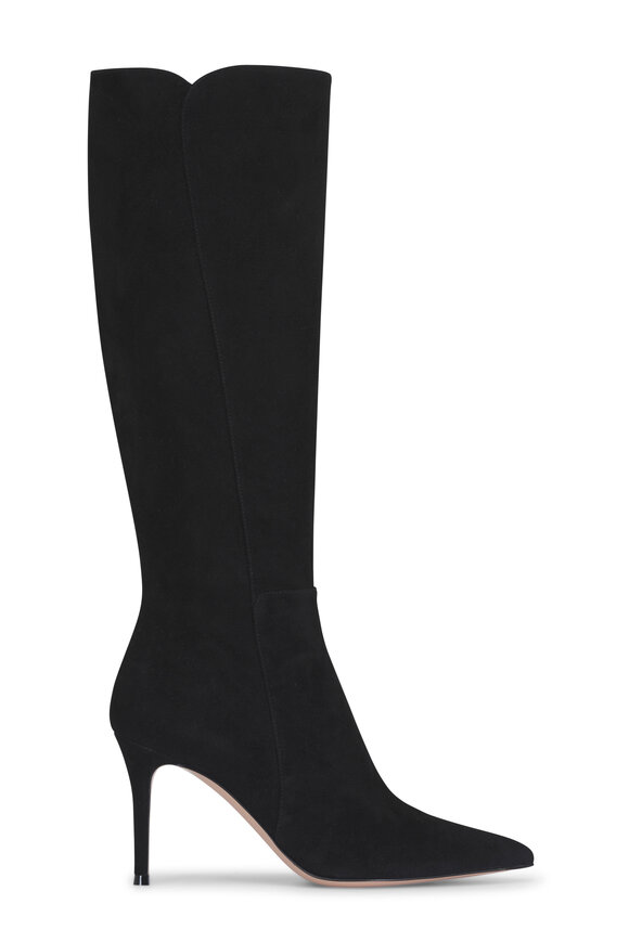 Gianvito Rossi Levy Black Suede Tall Boot, 85mm - view 2