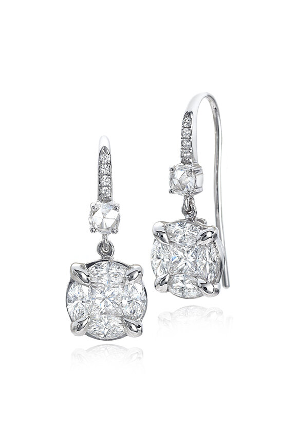 Nam Cho 18k Diamond Invisibly Set Wire Drop Earring - view 2