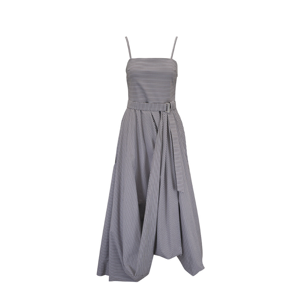 ワンピース BRUNELLO CUCINELLI Striped cotton long dress Striped cotton long dress with wide panel BRUNELLO CUCINELLI