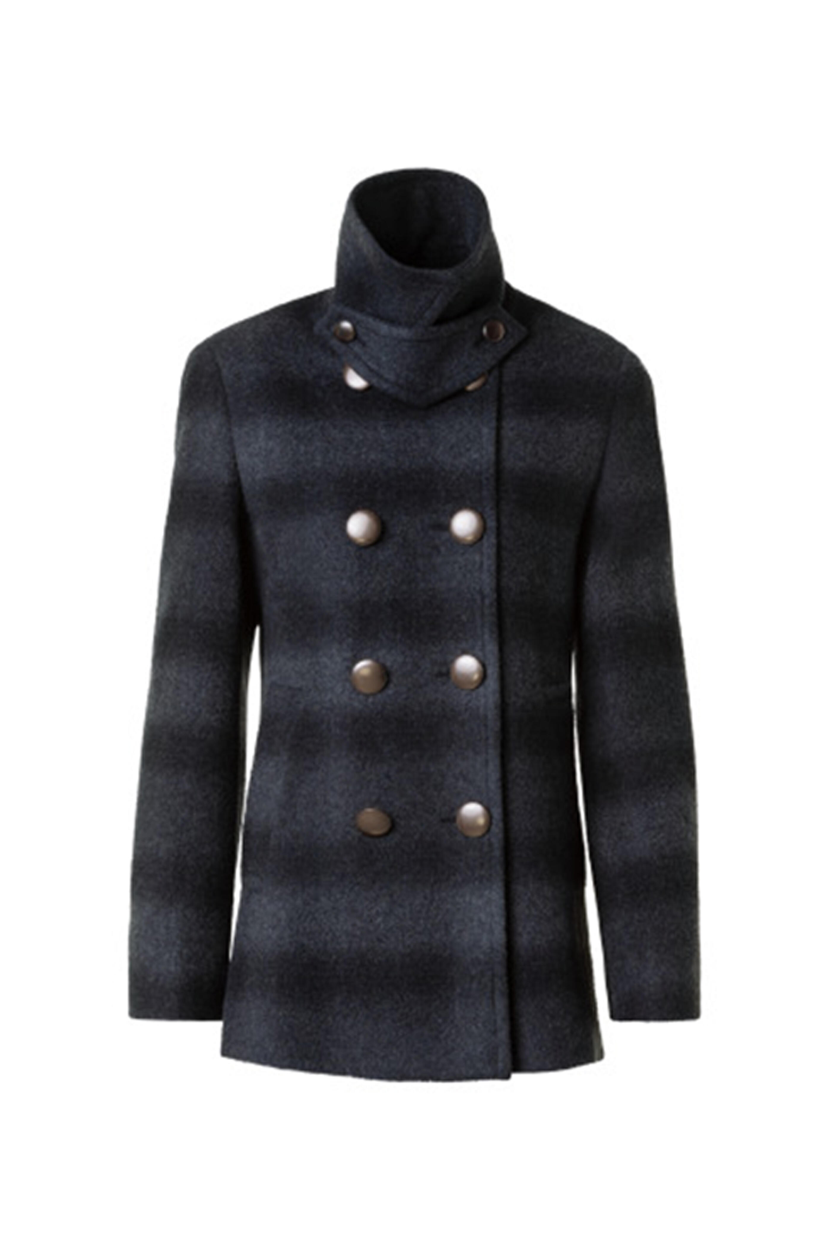 Akris Punto - Charcoal Gray Blurred Check Peacoat