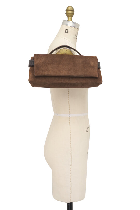 Brunello Cucinelli Essence Caramel Suede Top Handle Bag - view 6