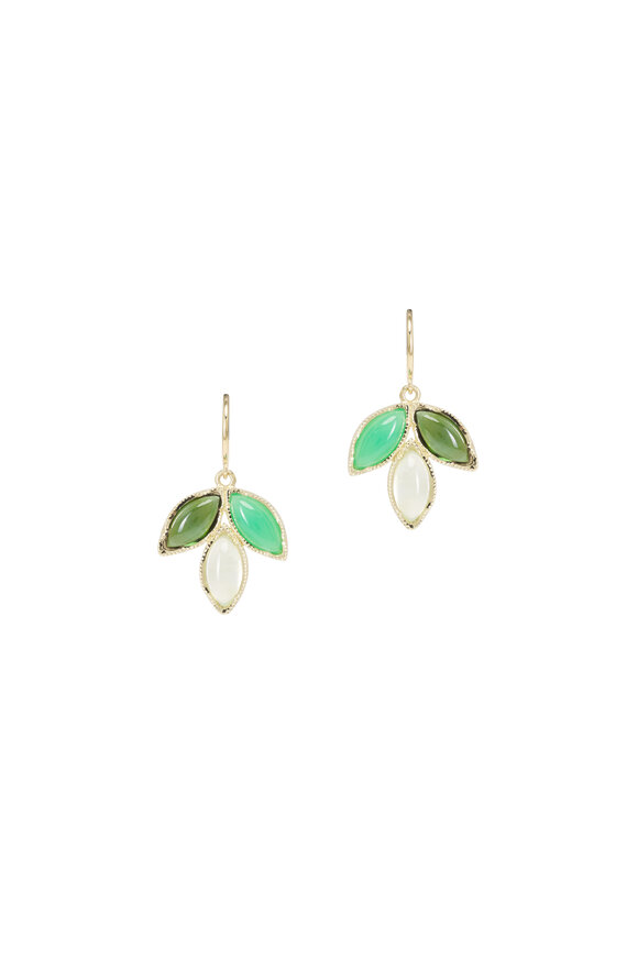 Irene Neuwirth 18k Yellow Gold Tourmaline & Prehnite Earrings