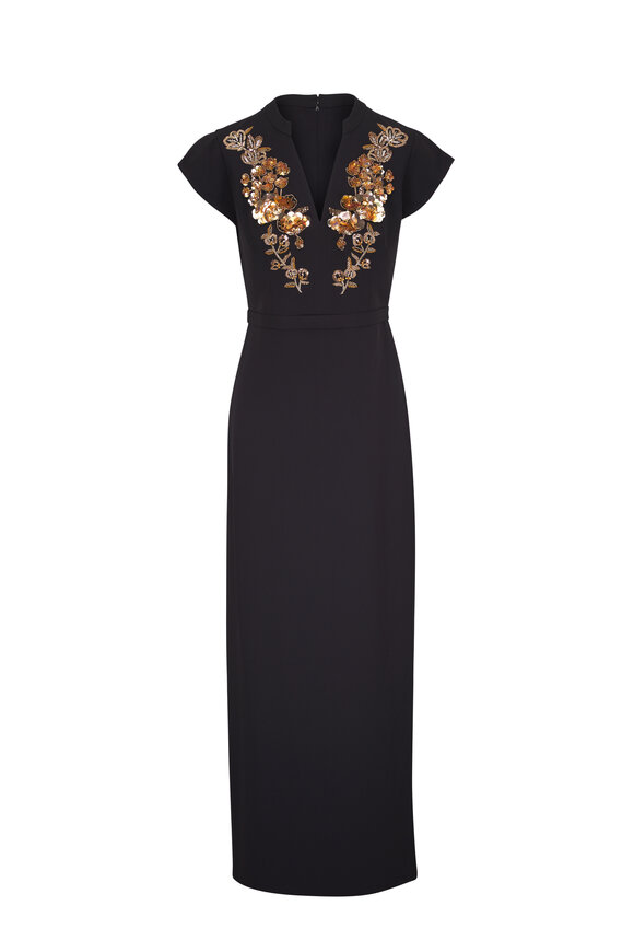 Sachin + Babi Hudson Black Crepe Gown