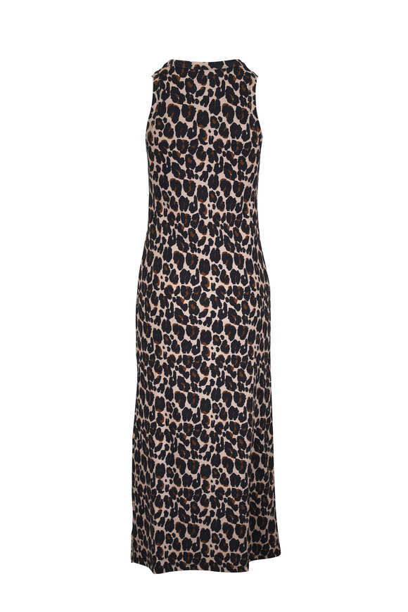 Majestic Multicolor Leopard Print Ribbed Midi Dress - view 3