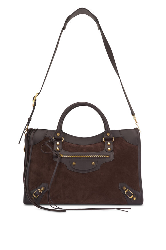 Balenciaga Medium Le City Moka Suede Top Handle Bag