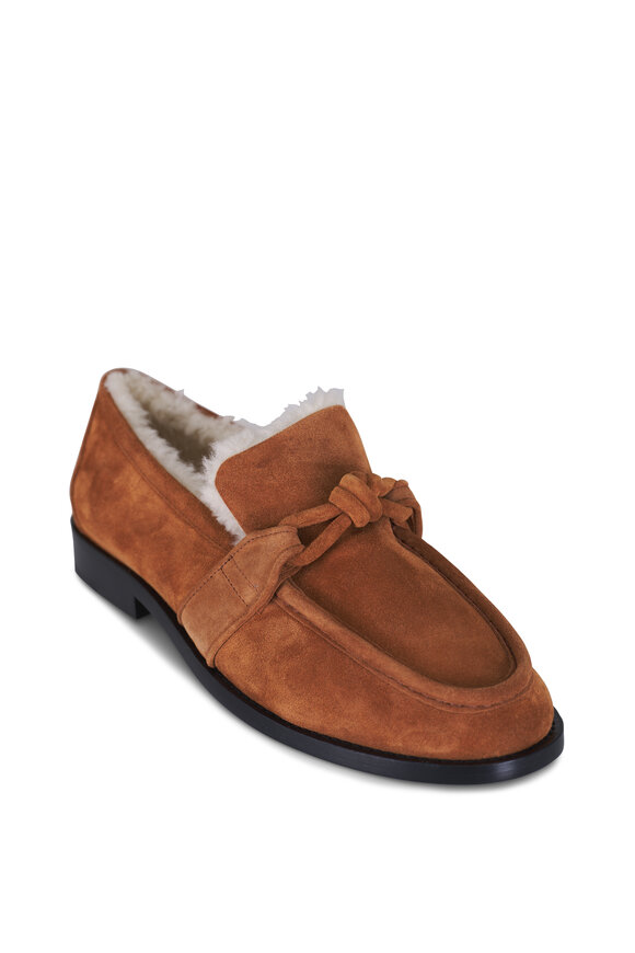 Bottega Veneta Astaire Caramel Suede Shearling Loafer