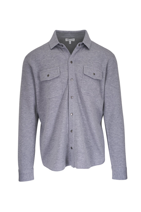 Peter Millar British Gray Wool & Cotton Shacket