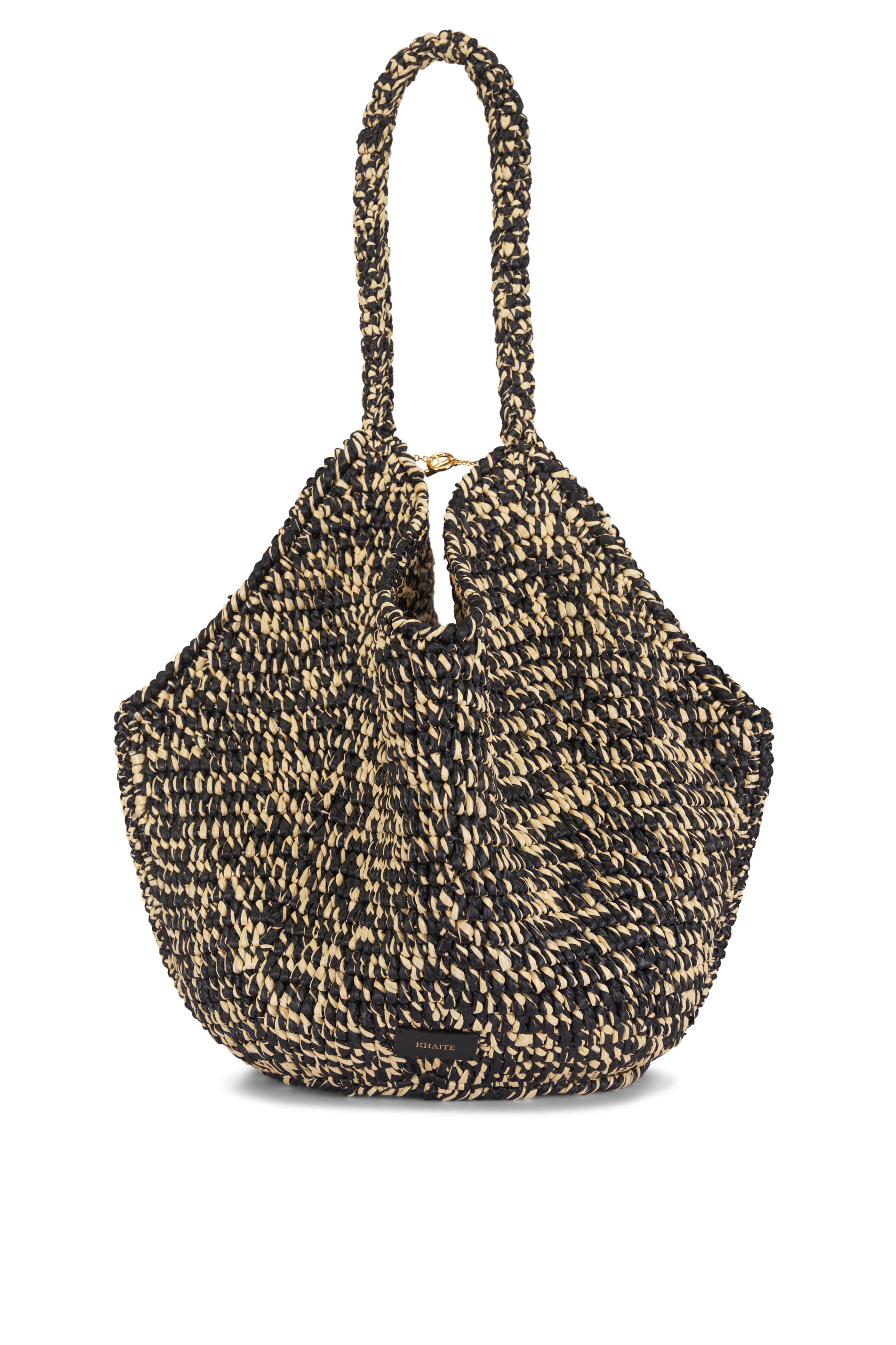 Khaite - Medium Lotus Black & White Raffia Tote