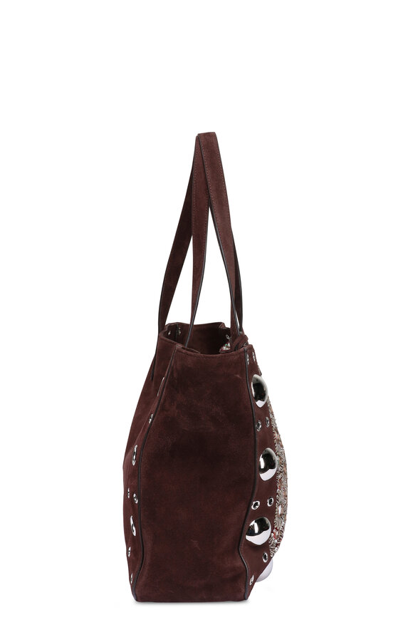 Valentino Garavani Medium Nellcote Embellsihed Suede Mirror Tote - view 6