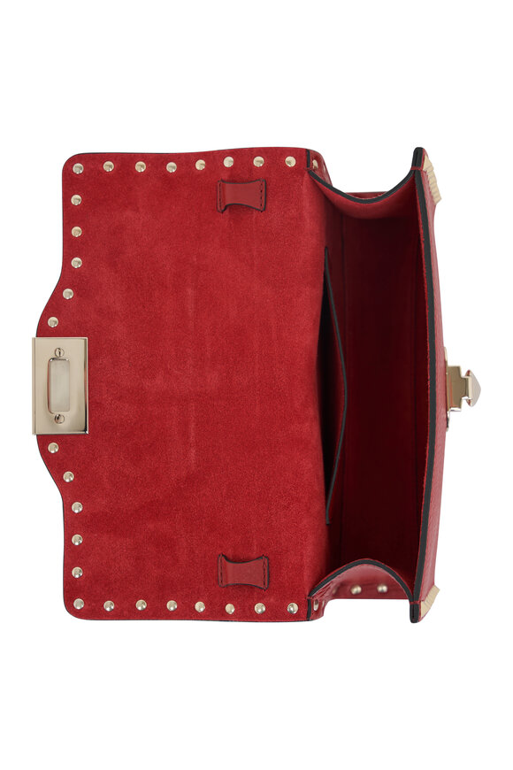 Valentino Garavani - Small Rosso Rockstud Leather Shoulder Bag 