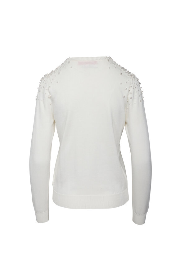 Carolina Herrera Ivory Pearl Embellished Sweater - view 5