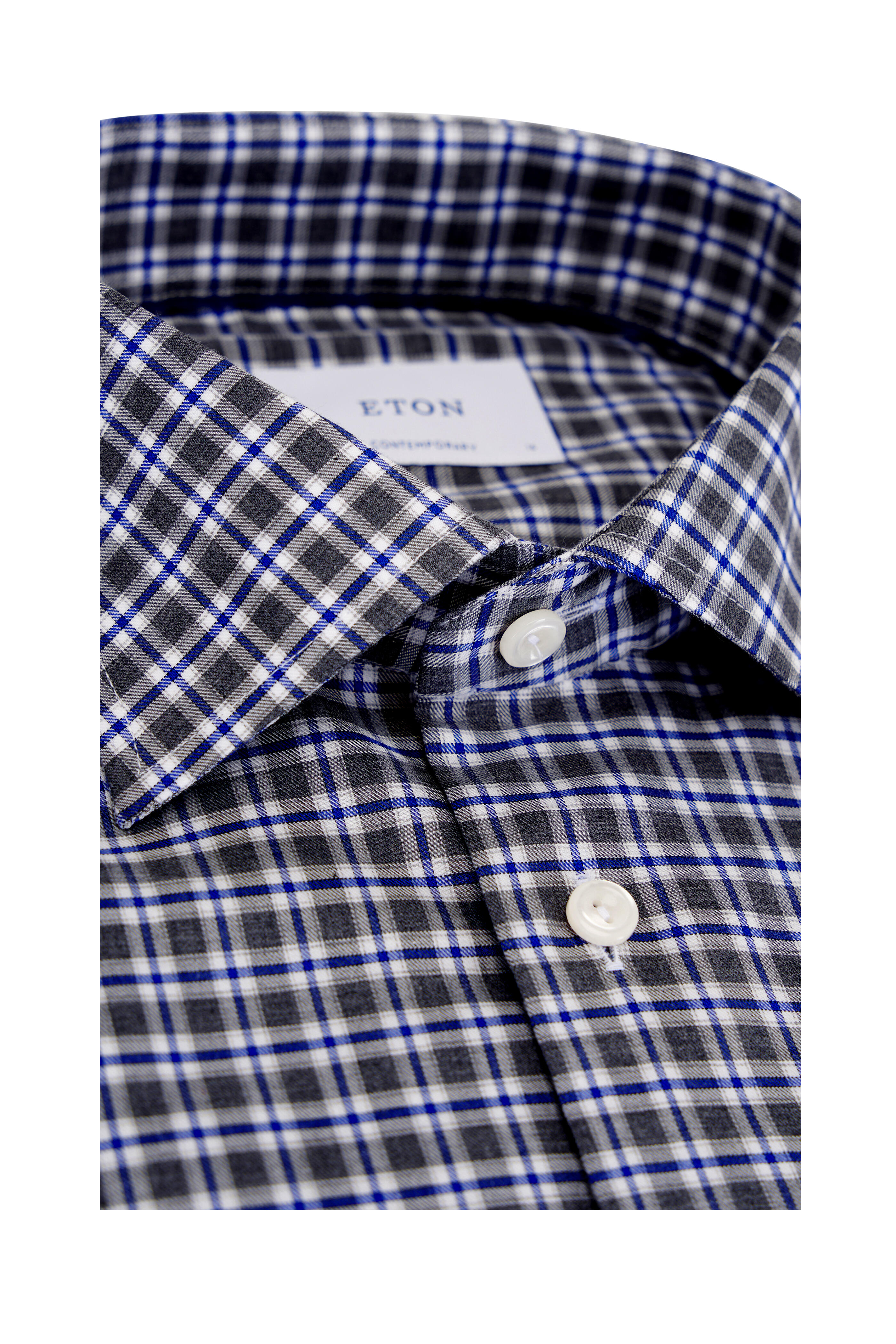 Eton - Dark Gray Check Cotton Dress Shirt