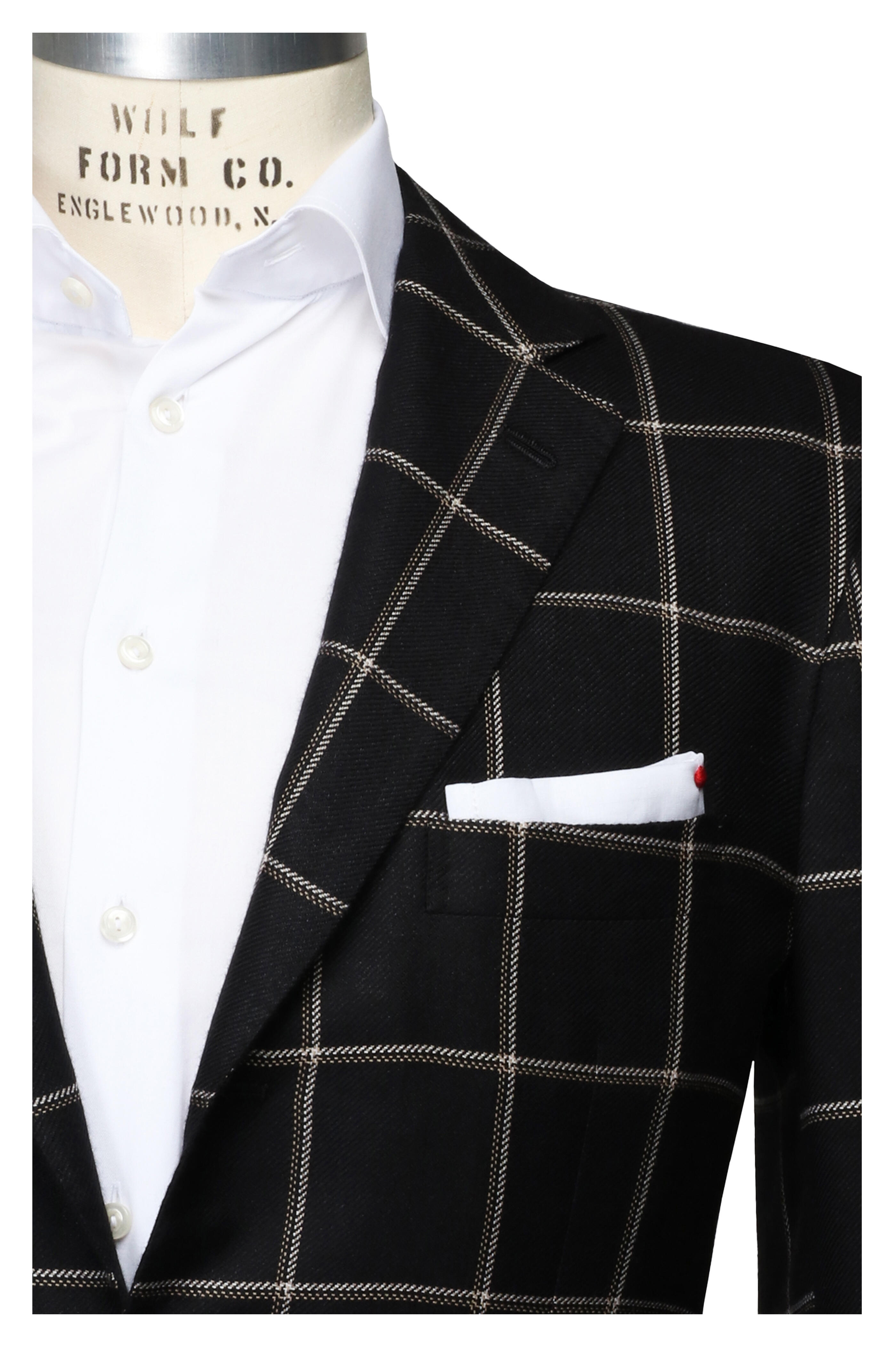 Kiton - Black & Tan Windowpane Cashmere Sportcoat - view 1