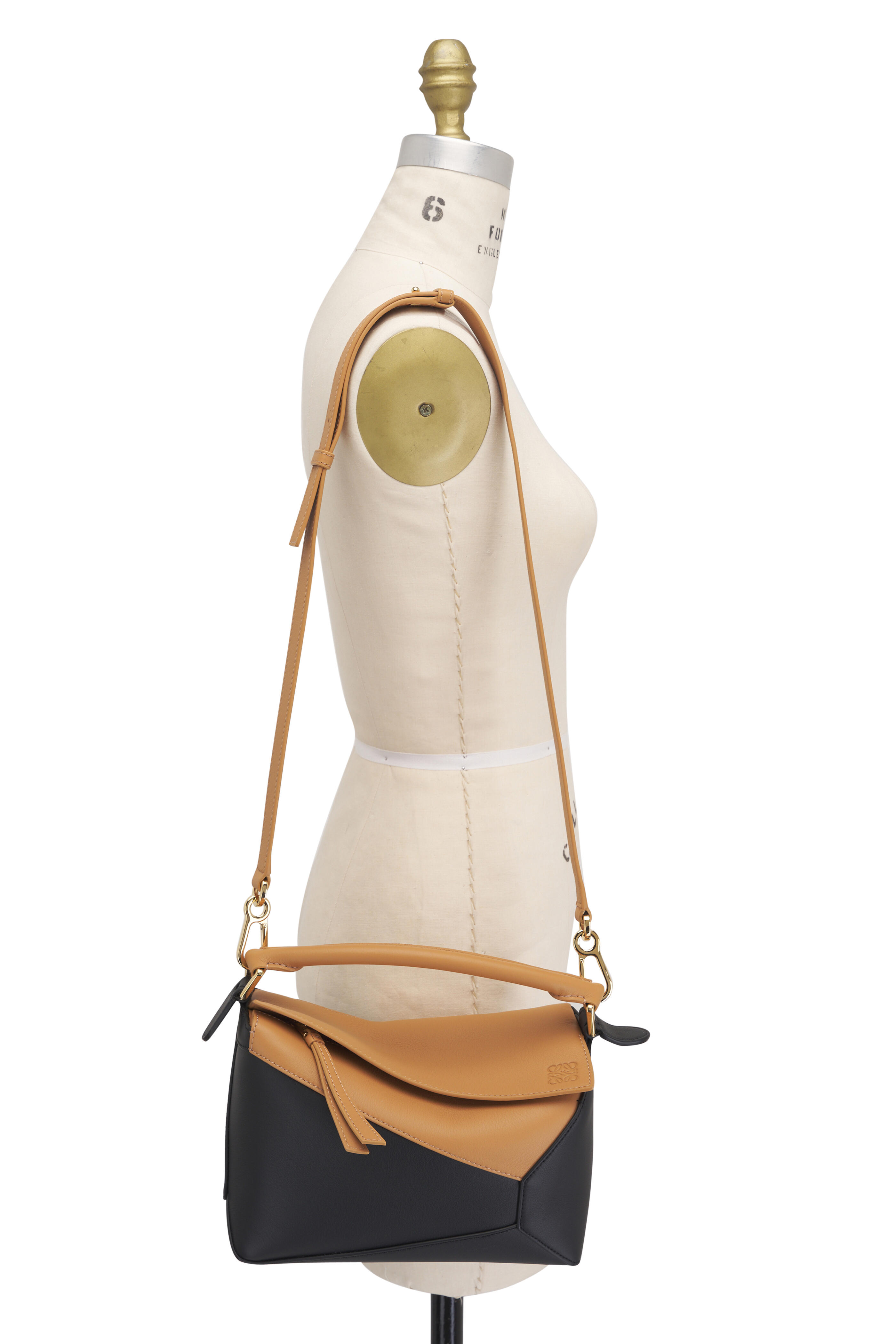 人気!【LOEWE】Puzzle Edge スモールバッグ サンド Loewe - Small Puzzle Edge Warm Desert & Black Leather Bag