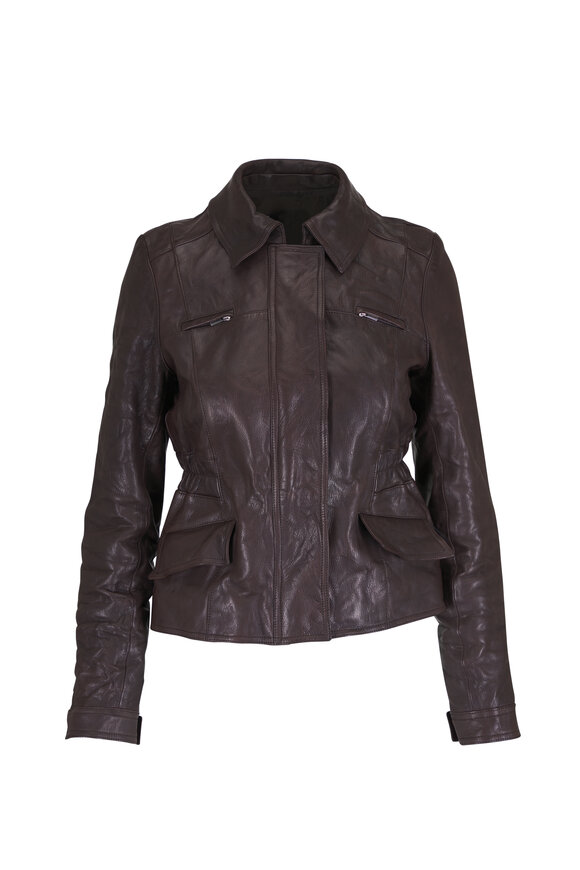Miu Miu Dark Brown Leather Jacket - view 1