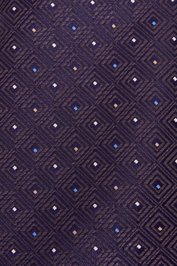 Eton - Navy Blue Geometric Silk Necktie