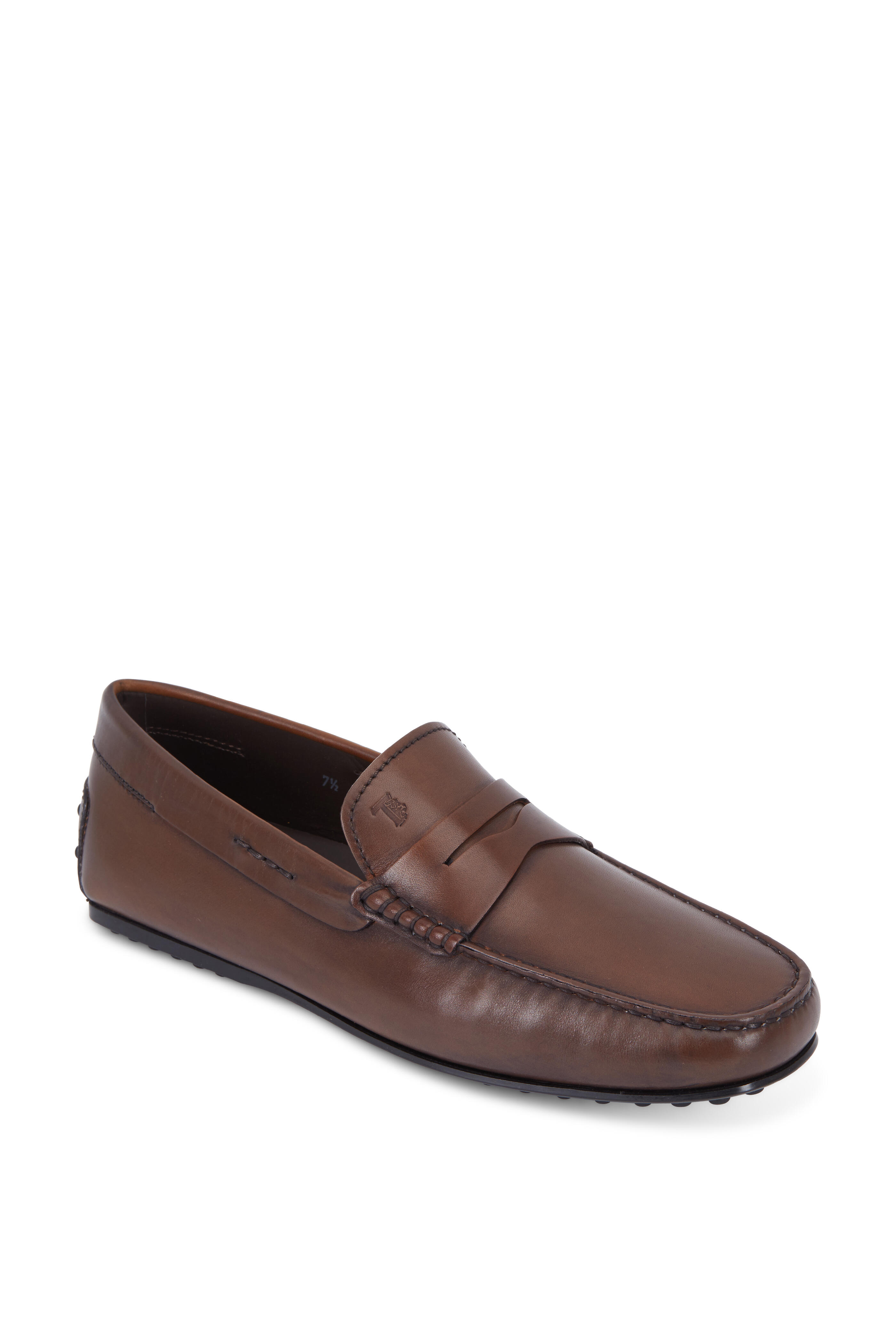 Tod\'s Penny Loafers Dark Brown‎ Leather Gommini Pebble Heel Mens 9.5 Made Italy Tod main image 2