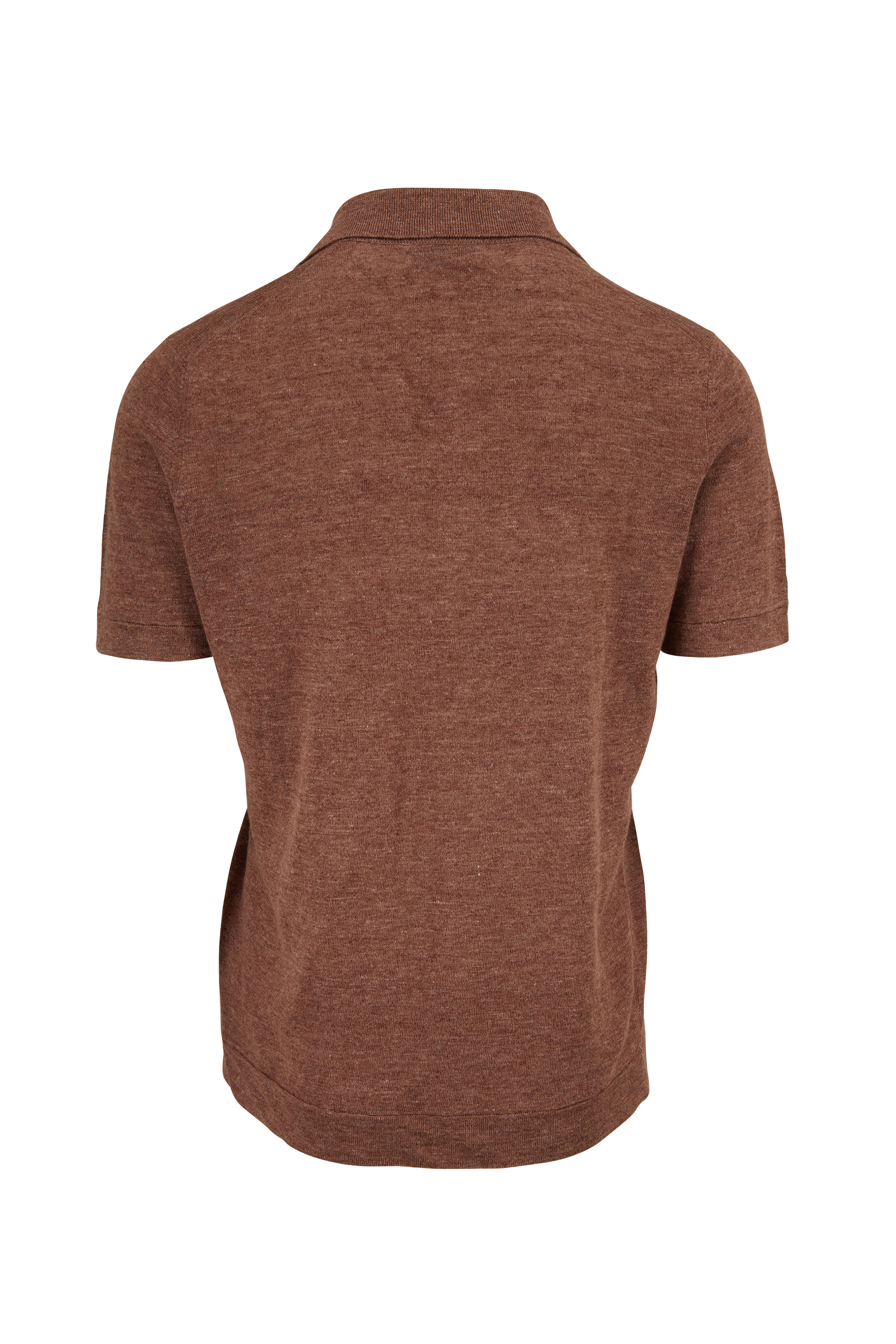 Brunello Cucinelli - Brown Linen & Cotton Short Sleeve Polo
