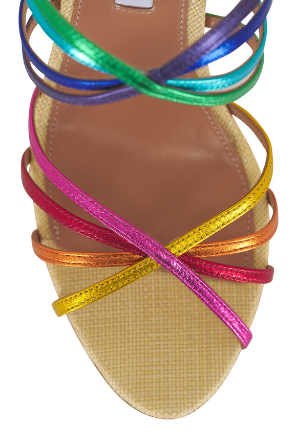 Aquazzura Tell Me Multicolor Leather Sandal, 75mm - view 5