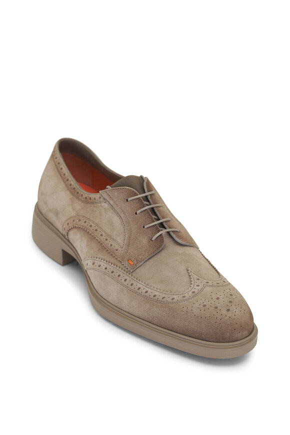 Santoni Easy Brogue Suede Lace Up Dress Shoe