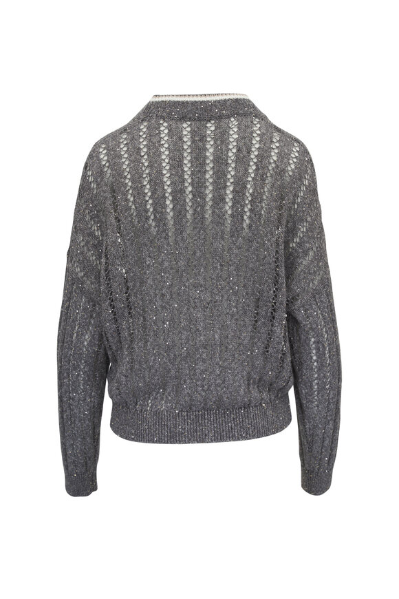 Brunello Cucinelli - Dazzling Medium Gray Net Cardigan