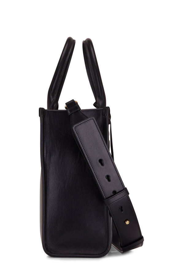 Prada - Black Leather Embossed Triangle Logo Tote