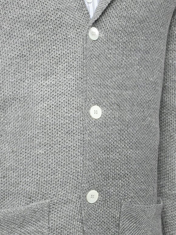 Isaia - Grey Linen & Wool Knit Three-Button Jacket