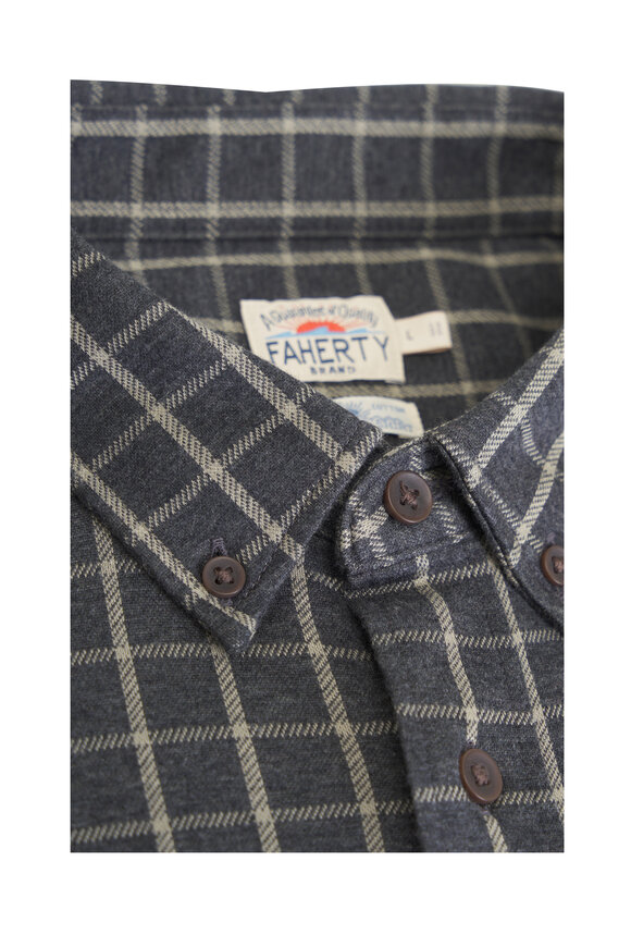 Faherty Brand Coastline Charcoal Gray Plaid Knit Sport Shirt - view 3