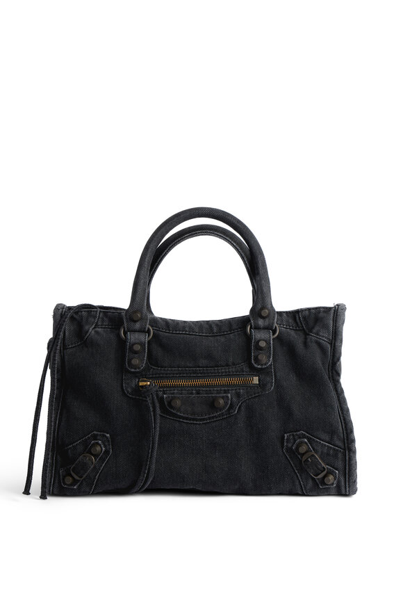 Balenciaga Small Le City Black Denim Top Handle Bag - view 9
