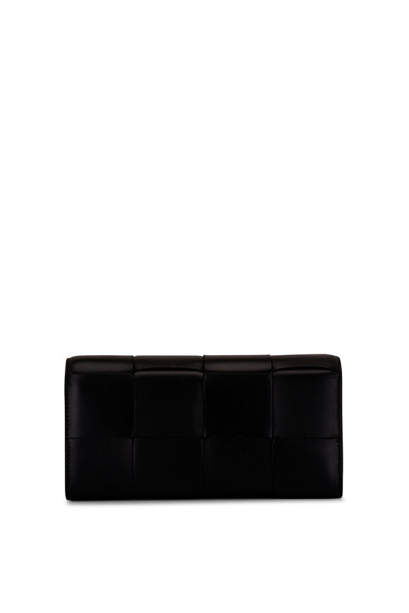 Bottega Veneta - Black & Gold Woven Leather Chain Wallet 