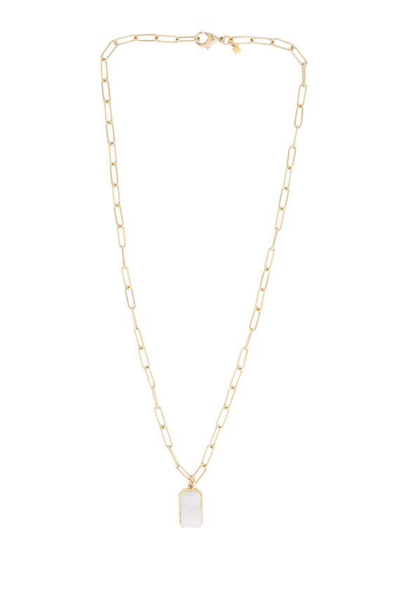 Cristina V. Rectangle Evil Eye Corrugated Safety Pin Necklace