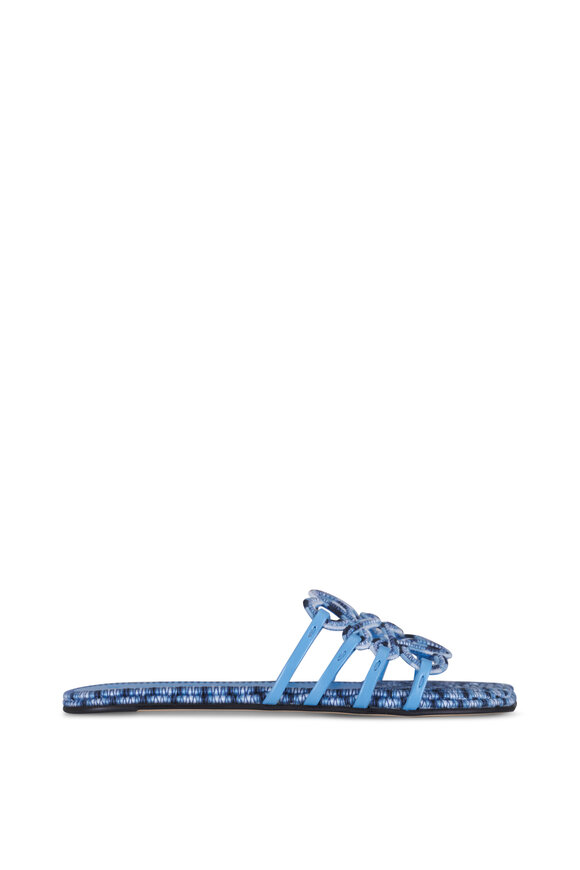 Loewe Petal Anagram Blue Embroidered Canvas Slide - view 3