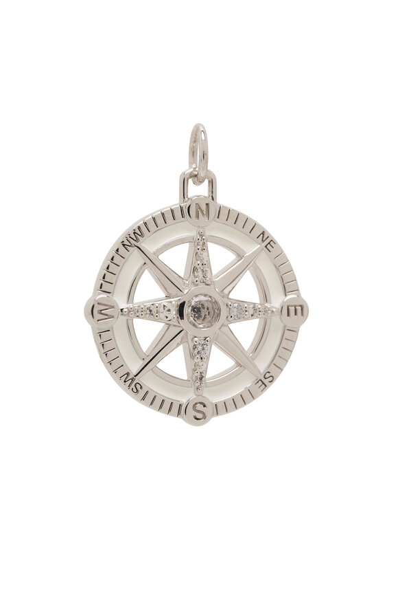 Monica Rich Kosann Mini "Adventure" Compass White Enamel Charm