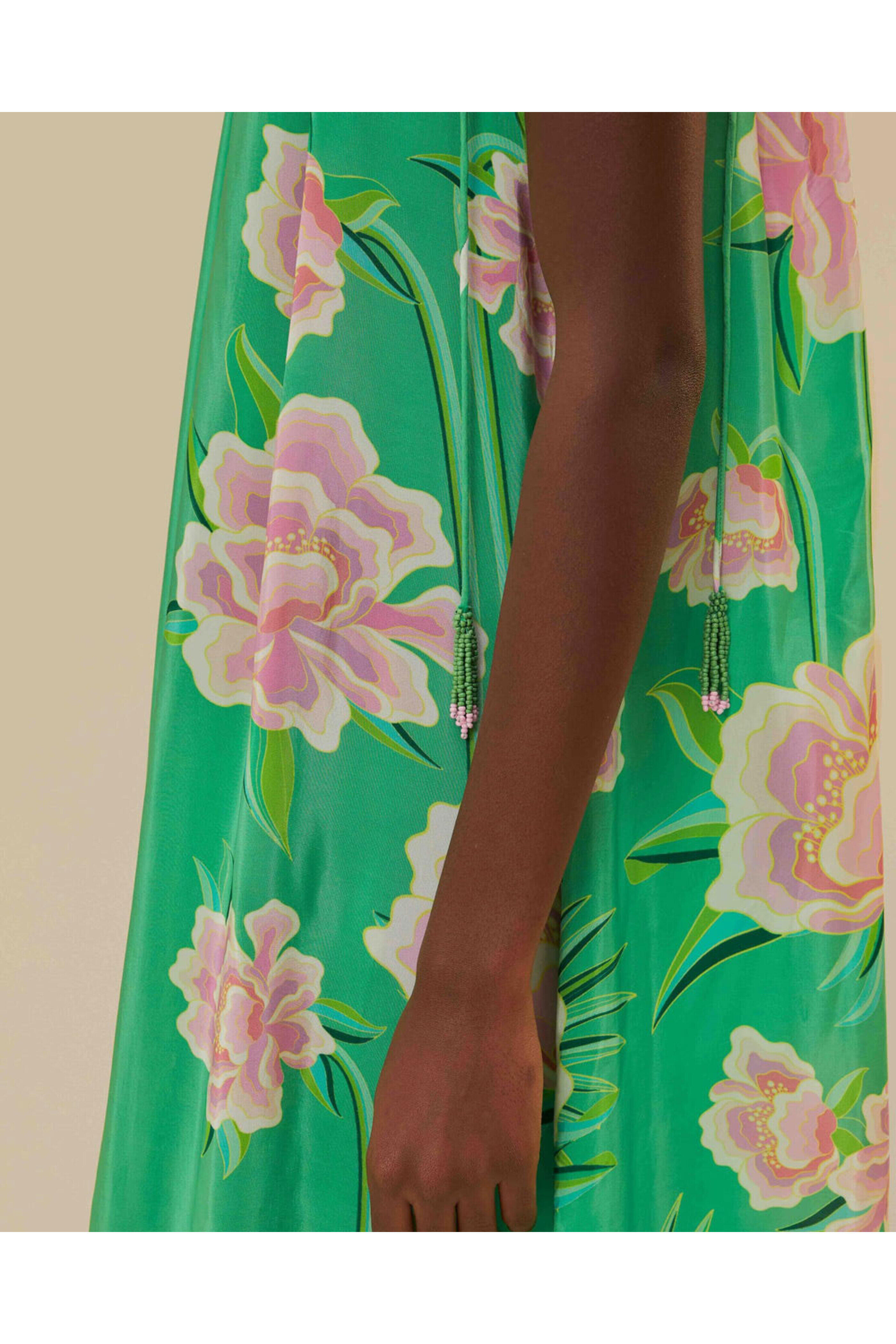 Farm Rio - Green Floral Vibing Maxi Dress