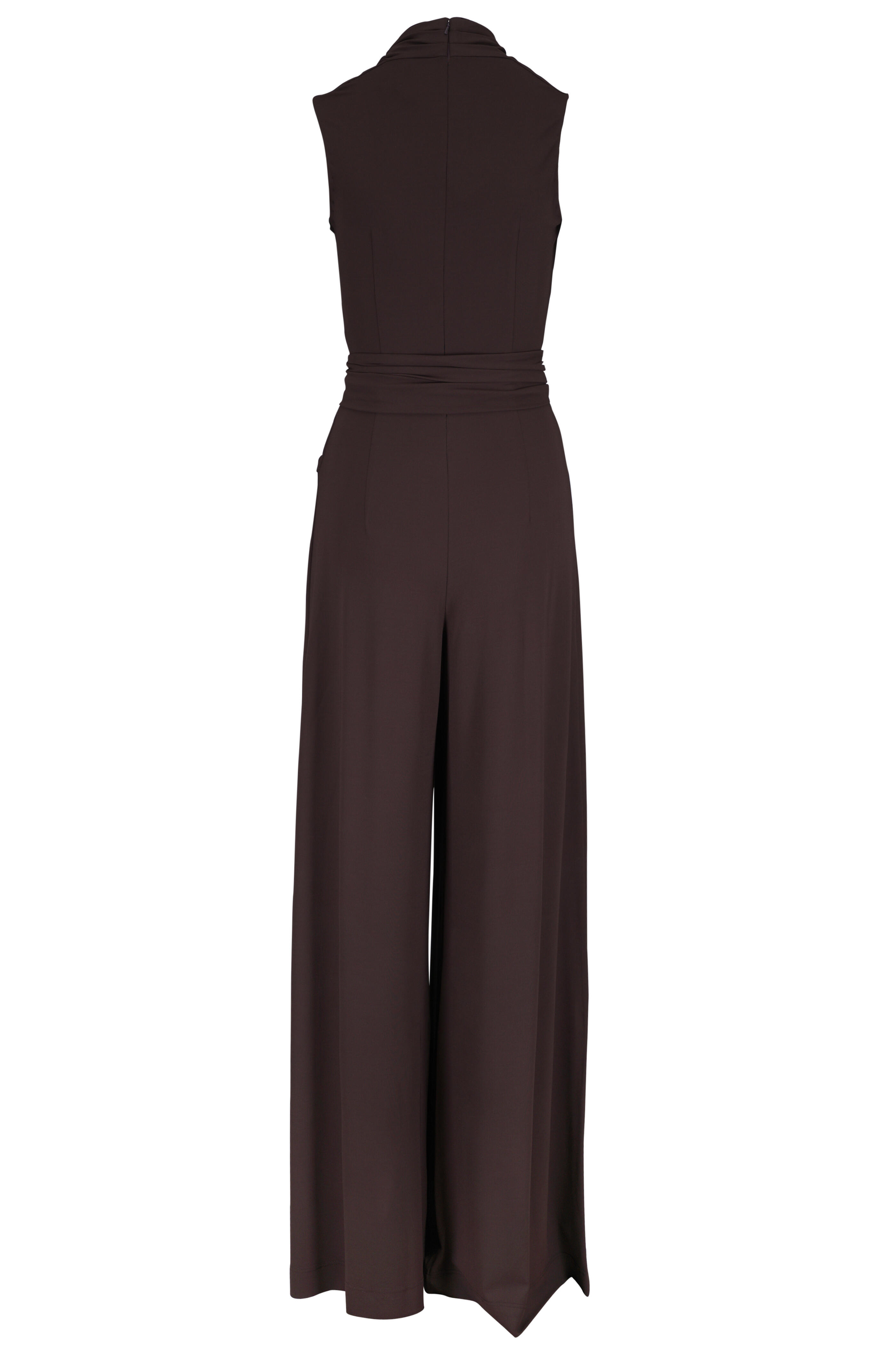Michael Kors Collection - Tie Waist Chocolate Jersey Palazzo Jumpsuit